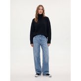 LTB Relaxed Fit Boğazlı Yaka Triko Siyah Kazak