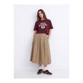 LTB Relaxed Fit Pileli Midi Bej Etek