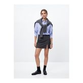 Ltb Slim Fit Yırtmaçlı Mini Gri Etek