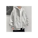 luci sports Basic Düz Hırka - Gri Oversize Kapüşonlu
