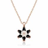 Lucky Gümüş Rose Siyah Lotus Çiçeği Kolye
