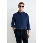 Lufian Drew Erkek Basic Gömlek Regular Fit Koyu Mavi - XS