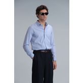Lufian Menar Erkek Basic Gömlek Comfort Fit Mavi