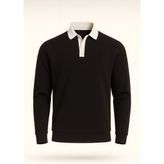 Luis Polo Yaka Selanik Örme Kumaş Erkek Sweatshirt - Siyah