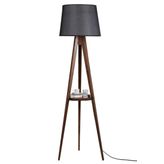 Lumexx Tripod Ceviz Pramit Hasir Siyah Abajurlu Lambader