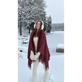 Luminos Butik Basic Bordo Kürklü Panço PNC18