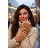 Luminos Butik Kadın Camel Kesik Peluş Eldiven ELD33