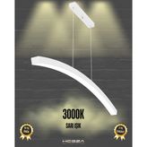 Luna (Beyaz Kasa, Sarı Işık) Ledli Modern Sarkıt Linear LED Avize Salon Mutfak Oturma Odası Yatak Odası Antre Hol LED