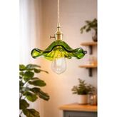 Luna Lighting Alya Model Yeşil Cam Klasik Sarkıt Tekli Avize