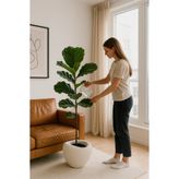 Lunalore Fiber Beton Görünümlü Dokulu Dekoratif Avize Saksı – 30 cm | Modern Tasarım Yapay & Canlı Bitki Uyum