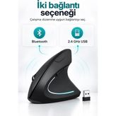 Luni Home Sessiz Click Ergonomik Dikey Kablosuz Mouse Bluetooth 2.4ghz USB Çift Cihaz Geçiş 800/1200/1600 Dpı - Tek Ebat