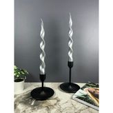 Lusora Design Spiral Şamdan Mumu 2 Adet - Gümüş
