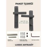 Lusso Antrasit Aynalı Kapı Kolu Lüks WC Kapı Kolu