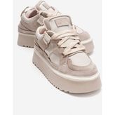 Luvi Raven Bej Süet Hakiki Deri Kadın Platform Sneaker