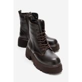 LuviShoes LORETA Kahve Hakiki Deri Kadın Postal Bot