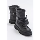 LuviShoes Weld Siyah Cilt Kadın Kar Botu