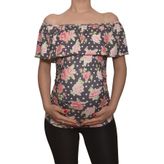 Luvmabelly Maternity 2511 Kayık Yaka Hamile Bluzu Çiçek Desenli