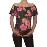 Luvmabelly Maternity 2513 Kayık Yaka Hamile Bluzu Çiçek Desenli