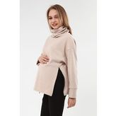 LuvmaBelly MYRA4283 Bej Fermuarlı Hamile Sweatshirt