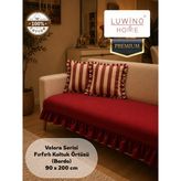 Luwino Home % 100 Pamuk Keten Fırfırlı Koltuk Örtüsü Velora Serisi, Yatak Runner ,dekoratif , Modern Tasarım ,kaymaz, Toz Tutmaz , Tüylenmez , 90X200 cm - 90 x 200 cm - Bordo