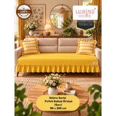 Luwino Home % 100 Pamuk Keten Fırfırlı Koltuk Örtüsü Velora Serisi, Yatak Runner ,dekoratif , Modern Tasarım ,kaymaz, Toz Tutmaz , Tüylenmez , 90X200 cm - 90 x 200 cm