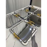 Lüx Kare 6 Lı Kalın Kulplu Gümüş Kaplama Model Çay,kahve,ikram Servis Sunum Tepsisi 21X21