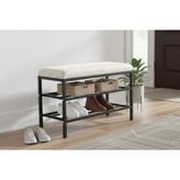 Luxe Keten Kumaşlı Puf Ayakkabılık Bench, Krem