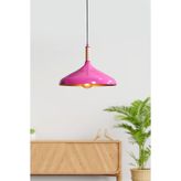 Luzarana Ufo Tekli Pembe Metal Sarkıt Avize Ahşap Parçalı