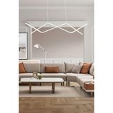 Luzarana Utku Modern Tasarım Beyaz Renk Yemek Masası Üstü - Mutfak - Salon Beyaz LED 2 Li Avize - Metal