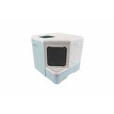 M-Pets Terra Forma Eco Desenli 50x52x48 cm Mavi Kapalı Kedi Tuvaleti