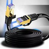 M109f Cat7 Kablo 15 Metre/Bakır Tel-10Gbps-50 Mikron Altın Kaplama/15 Metre Cat7 Ethernet Kablosu (M109f Cat7, Sıyah, 15 Metre)