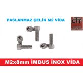 M2 İmbus İnox Paslanmaz Vida M2x8 12 ADET