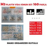 M3 PLASTİK VİDA-SOMUN SETİ 160 PARÇA