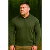 Maccali Erkek Büyük Beden Basic Haki Fermuarlı Sweatshirt