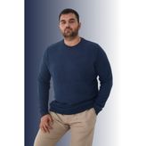 Maccali Erkek Kışlık Bisiklet Yaka Battal Basic Mavi Sweatshirt