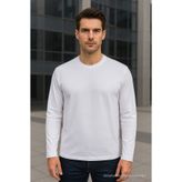 Maccali Erkek Uzun Kollu Günlük Rahat Basic Beyaz Sweatshirt