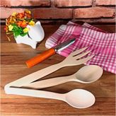 Macgon Ahşap Tahta Kaşık 2 Boy + Çatal + Kabak Oyacağı 4'lü Set
