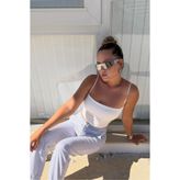 macharel jeans İp Askılı Modal Kaplı Crop Bluz