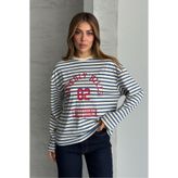 macharel jeans Kadın Çizgili Overize Sweatshırt