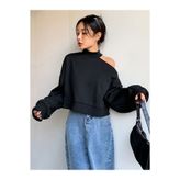 Machetta Kadın Boğazlı Tek Omuz Açık Oversize Sweatshirt
