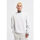 Machinist Erkek Basic Bisiklet Yaka Oversize Gri Sweatshirt
