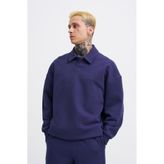 Machinist Erkek Basic Diagonal Polo Sweatshirt Gece Mavisi