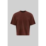 Machinist Erkek Basic Pamuklu Crop Oversize Tişört Çikolata
