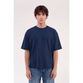 Machinist Erkek Basic Pamuklu Crop Oversize Tişört Indigo - İndigo