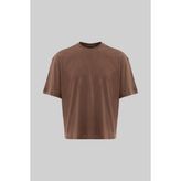 Machinist Erkek Basic Pamuklu Crop Oversize Tişört Kakao