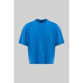 Machinist Erkek Basic Pamuklu Crop Oversize Tişört Saks Mavi