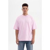 Machinist Erkek Basic Pamuklu Super Oversize Tişört Pembe - 2XL
