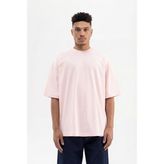 Machinist Erkek Basic Pamuklu Super Oversize Tişört Toz Pembe