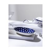 Madame Coco Reve Bleu Raye Oval Tabak - 22 cm - Mavi/Beyaz