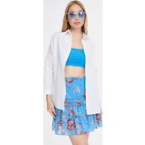 Mad&Calf Kadın Basic Uzun Oversize Kalıp Gömlek Beyaz L